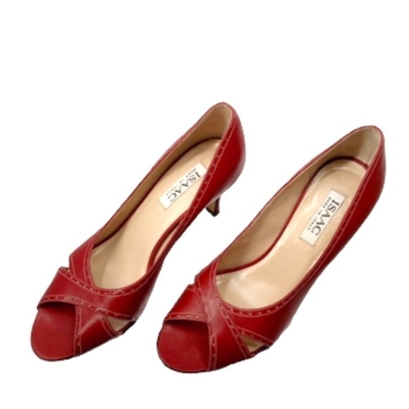 NWT Isaac for off 5Th red open toe pumps made in Italy Size 10Bk no box - Picture 5 of 12